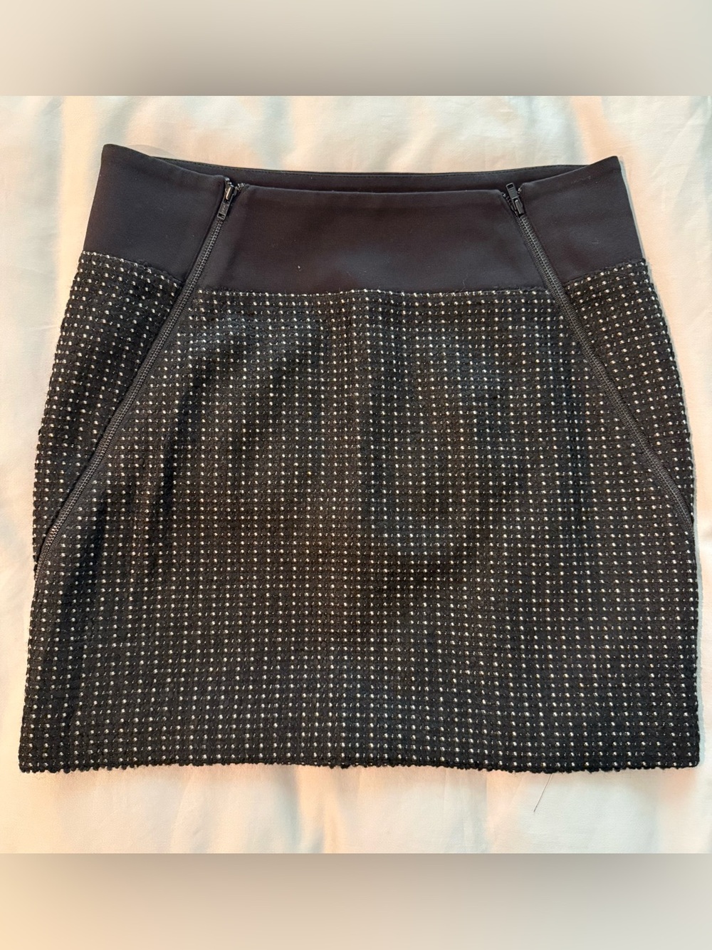 Theory Black and White Mini Skirt with Zippers